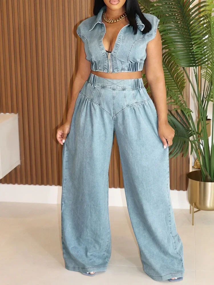 Street Fashion Jeans Women - Streetwear Denim Sets Women 2 Piece