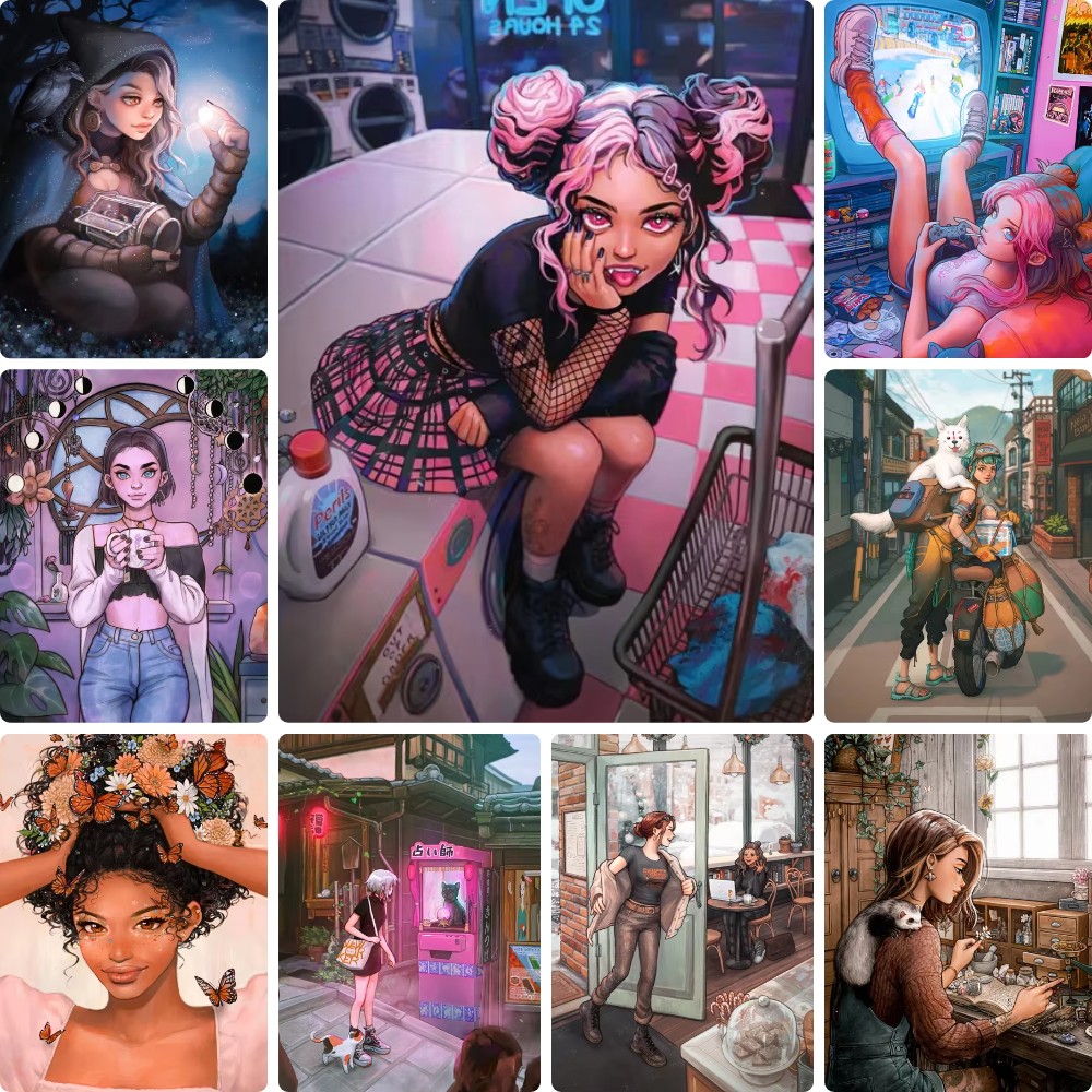 Street Fashion Wallpaper - 5D DIY Trendy City Lass Diamond