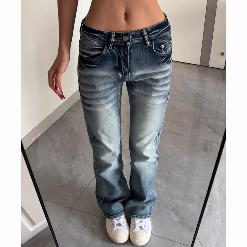 Street Fashion Korean Girl - Women Retro Designer Straight Leg Flared