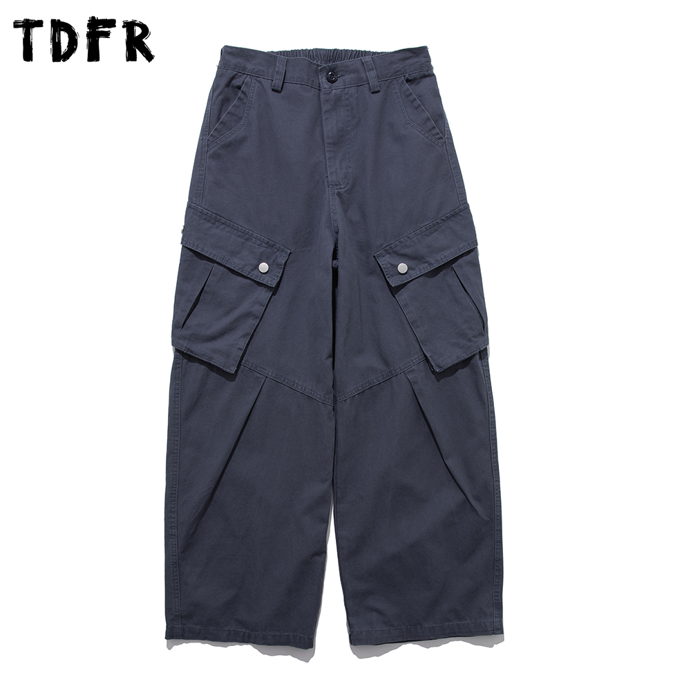 Cargo Pant Wide - Multi-Pocket Pleated Cargo Pants Mens Spliced