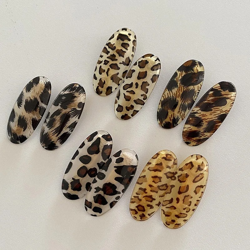 Street Fashion Korean Girl - Korean Retro Leopard Print Seamless Oval