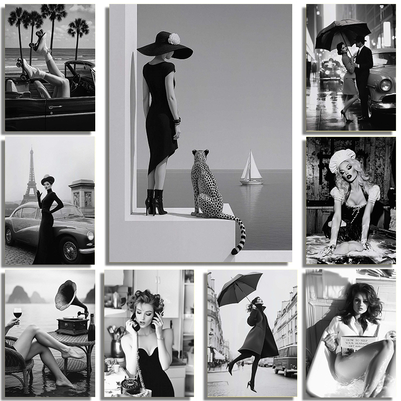 Street Fashion Poster - Black And White Fashion Street Interior