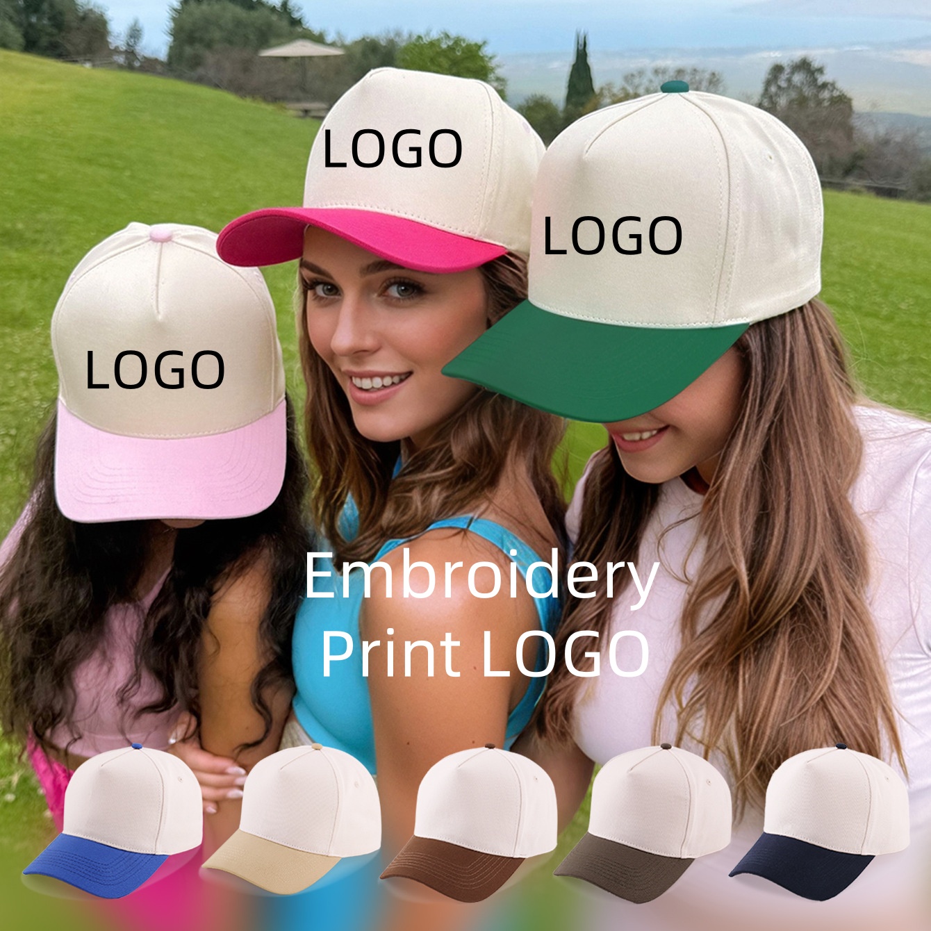 Baseball Cap Fitted - 5Panel Unisex Custom Embroidery Trucker Hat