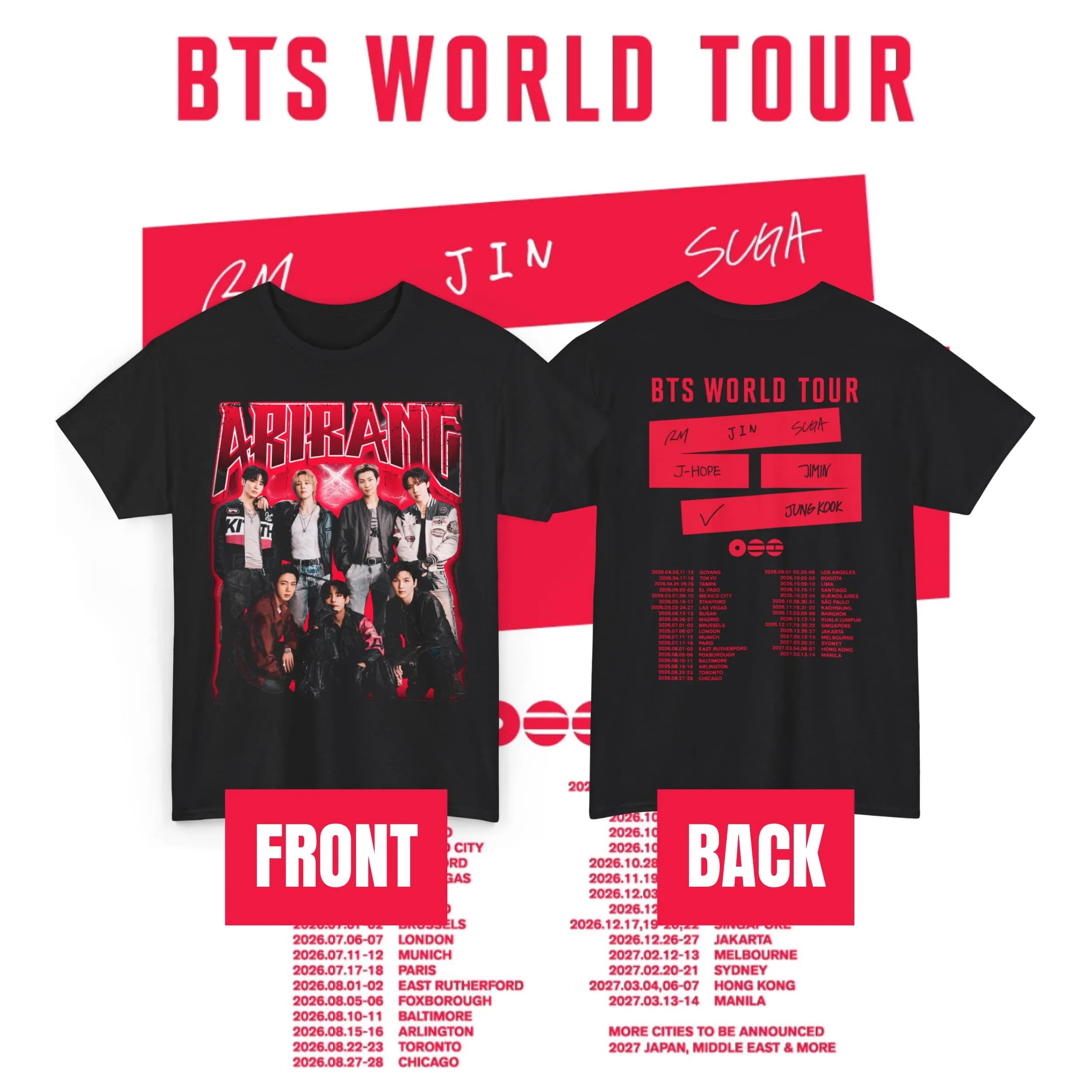 Street Fashion Magazine - BTS Arirang World Tour Double-Sided T-Shirt,