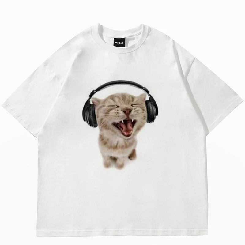 Fashion Street Cat - Women's cute cat printed short sleeved