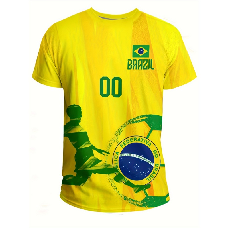 Street Fashion Brazil - 3D Printed Brazil Sports T-Shirt For