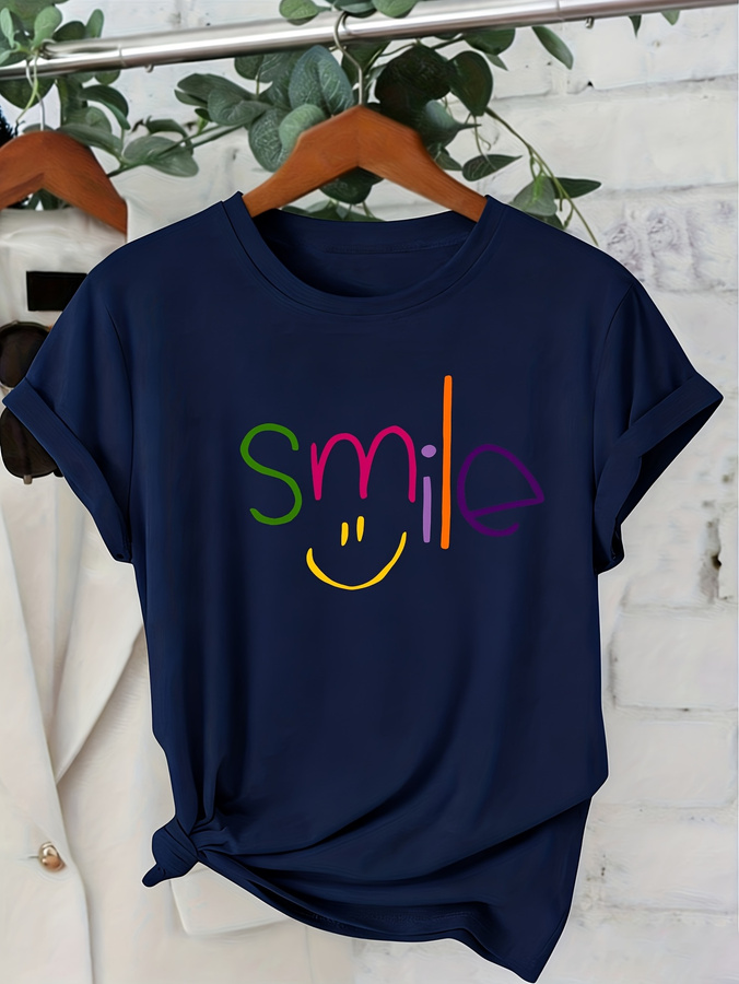 Street Fashion Trends 2026 - Smile Print T Shirt, Cute Colorful