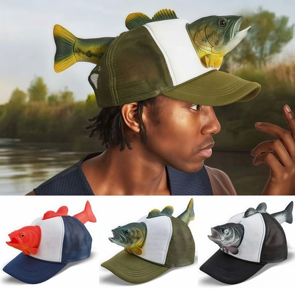 Funny 3D Fish Animal Trucker H - огляд і ціна Baseball Cap Fitted