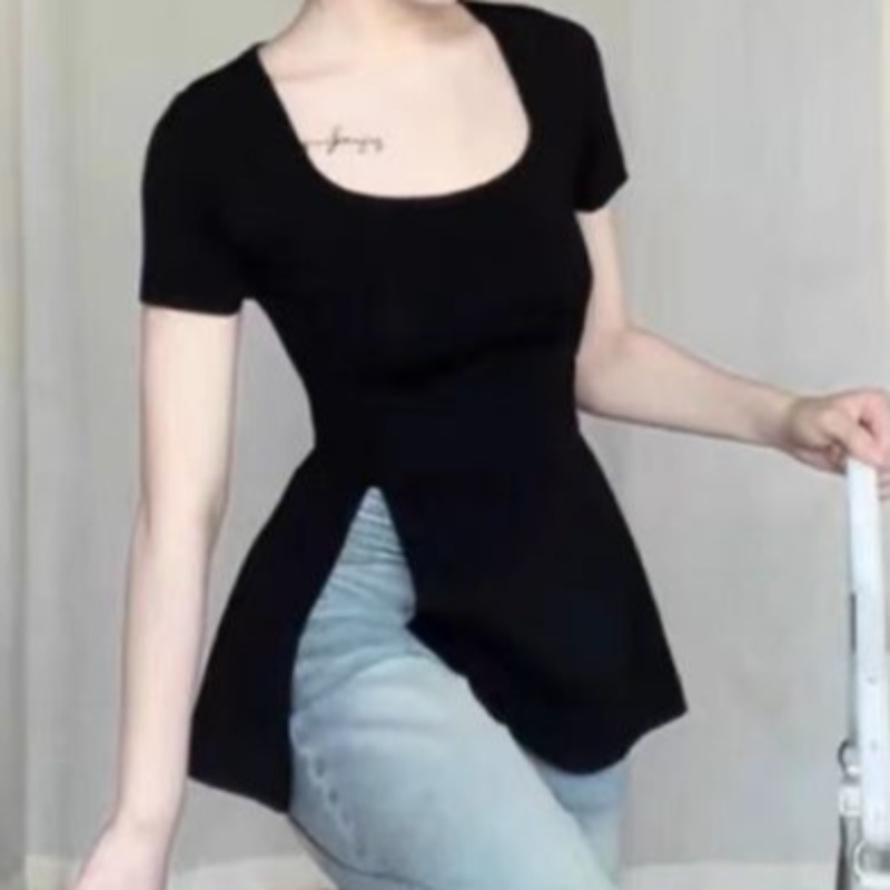 Summer T-shirts for Women Slit - огляд і ціна Street Fashion Korean Girl