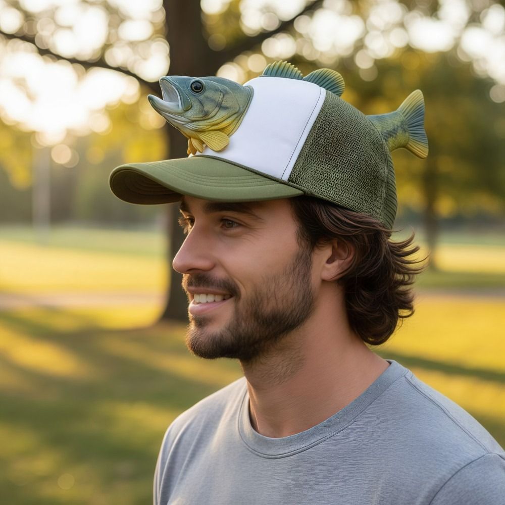 Funny 3D Fish Animal Trucker H - огляд і ціна Baseball Cap Fitted