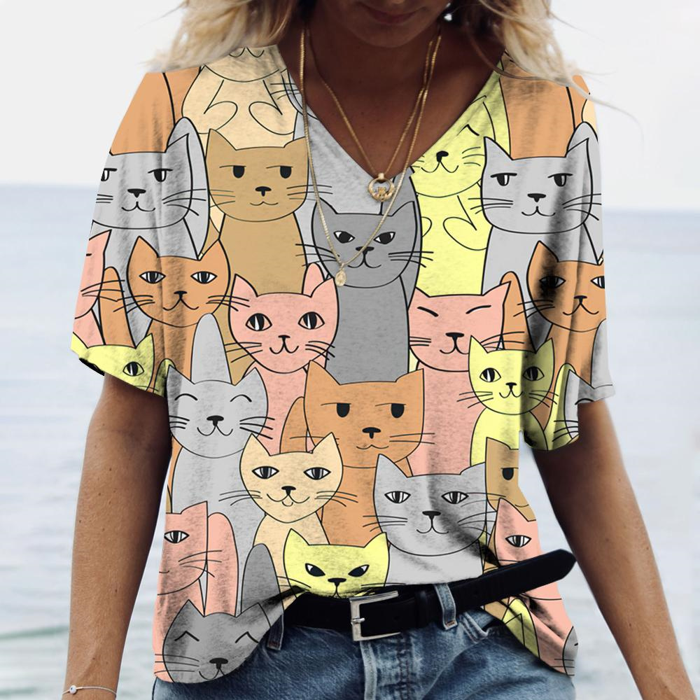 Fashion V-neck Women's T-Shirt - огляд і ціна Fashion Street Cat
