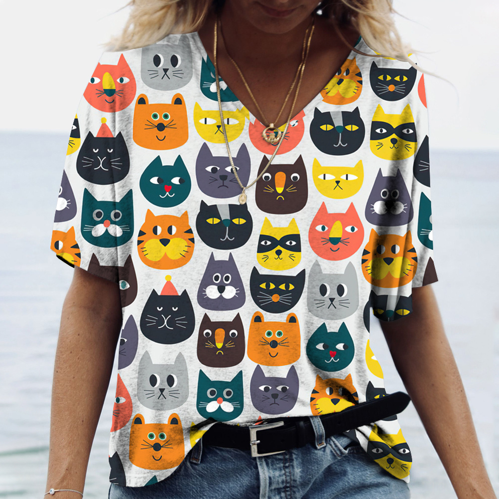 Fashion V-neck Women's T-Shirt - огляд і ціна Fashion Street Cat