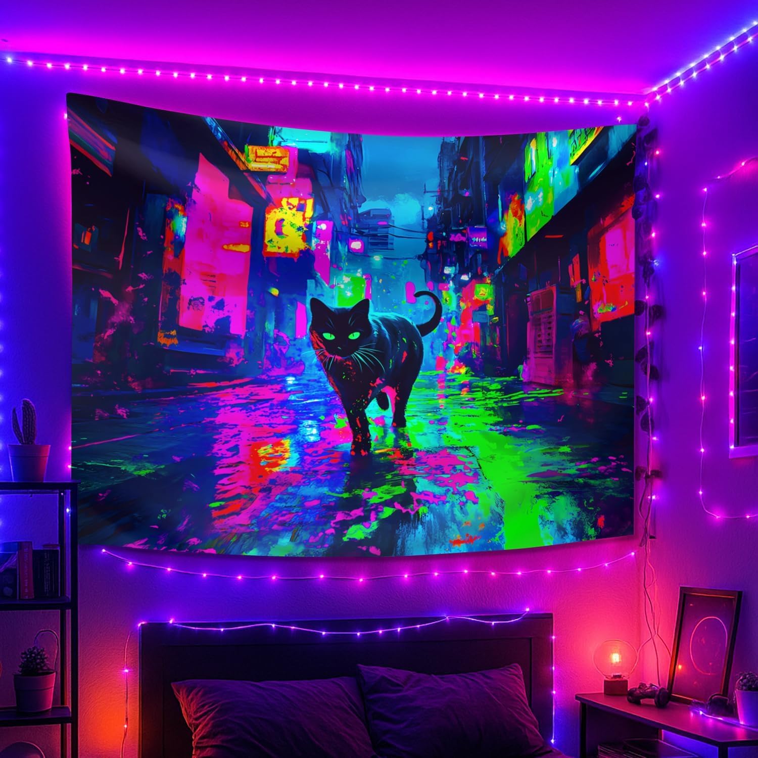 Cyberpunk Neon Cat Wall Tapest - огляд і ціна Street Fashion Poster