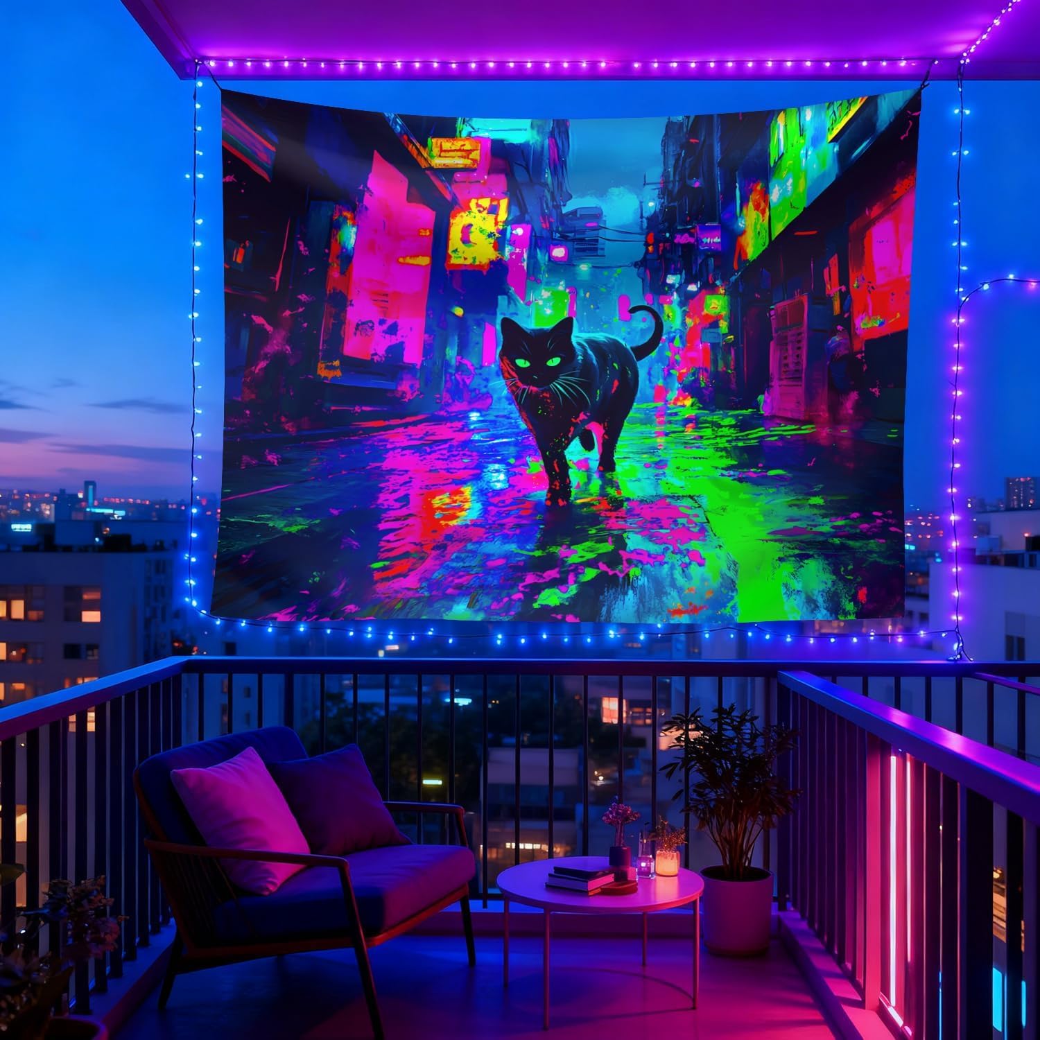 Cyberpunk Neon Cat Wall Tapest - огляд і ціна Street Fashion Poster