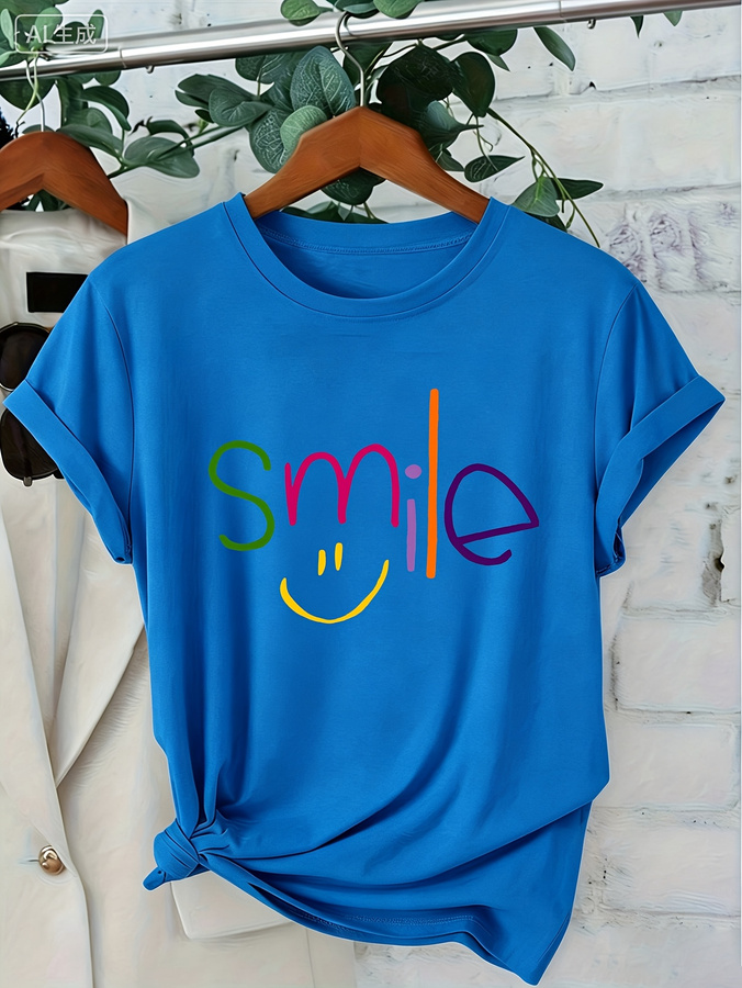 Smile Print T Shirt, Cute Colo - огляд і ціна Street Fashion Trends 2026