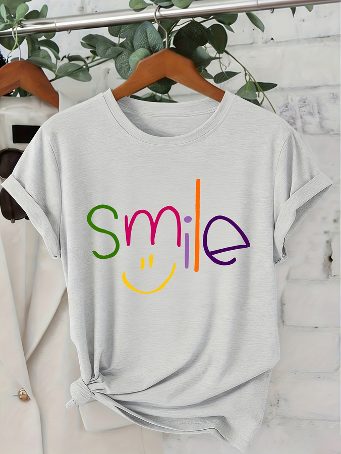 Smile Print T Shirt, Cute Colo - огляд і ціна Street Fashion Trends 2026