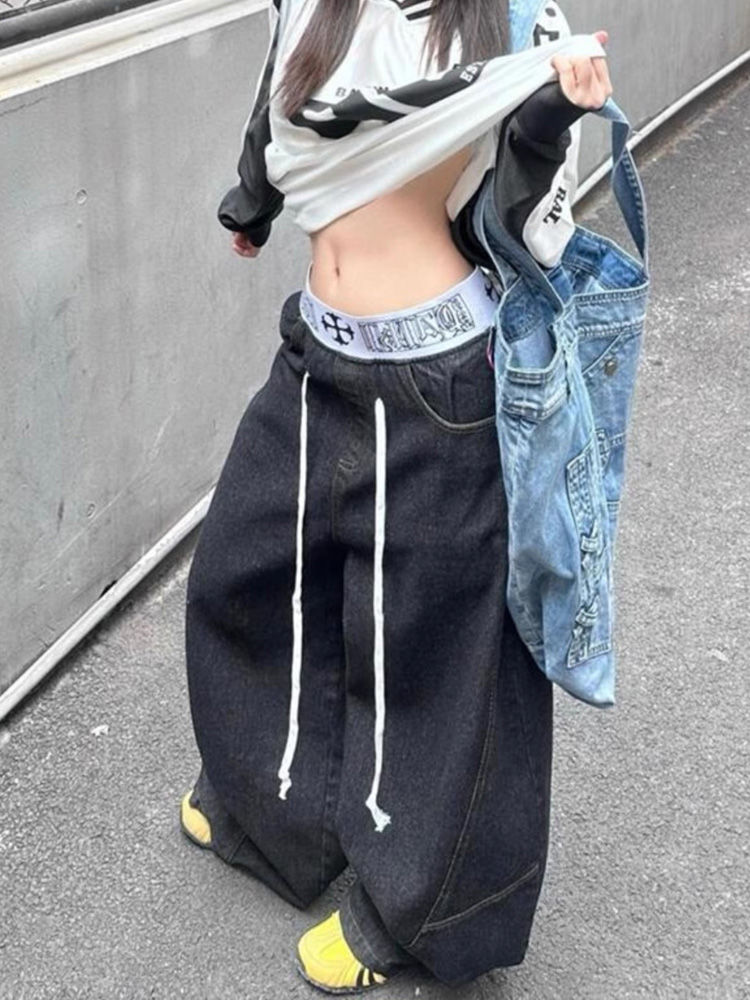 American retro spliced waist j - огляд і ціна Street Fashion Jeans Women